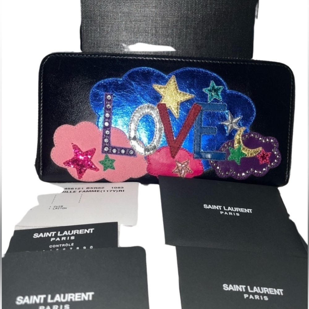 Saint Laurent Paris Love Patch Women’s Leather Wallet